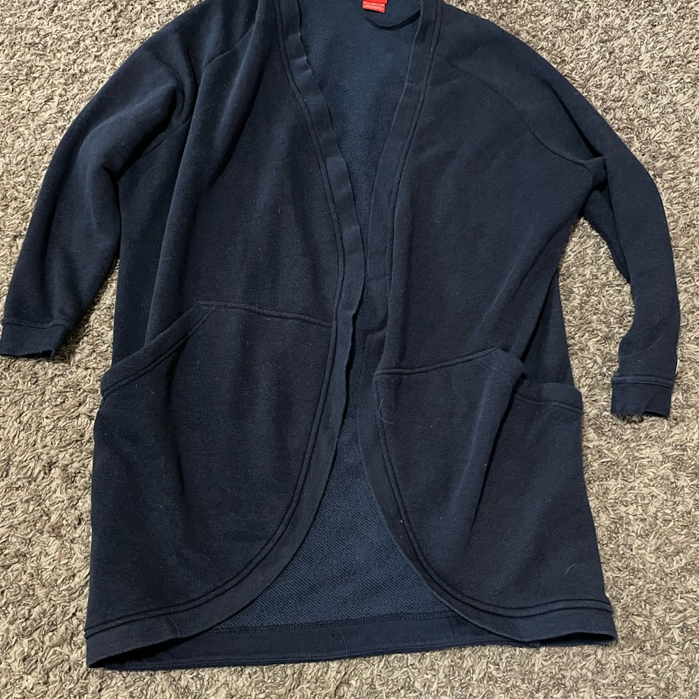 Nike Navy Open-Front Long Cardigan